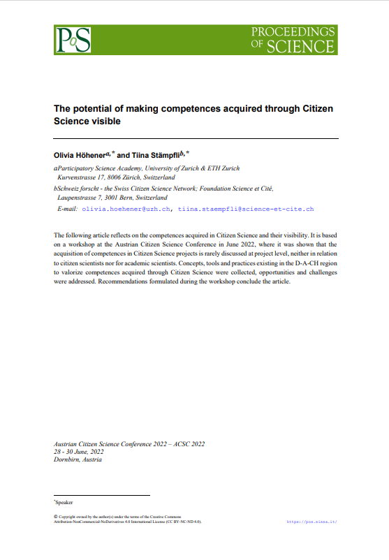 The potential of making competences acquired through Citizen Science visible